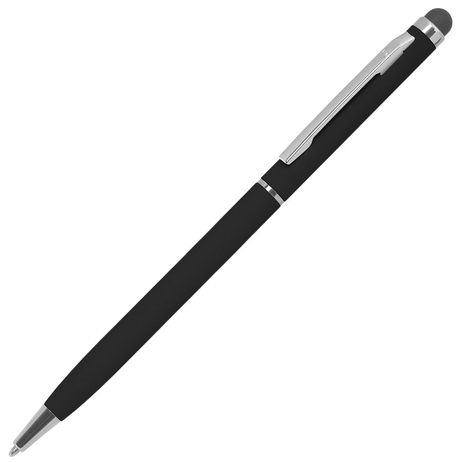 Ручка шариковая со стилусом TOUCHWRITER SOFT, покрытие soft touch, черный, серебристый-0