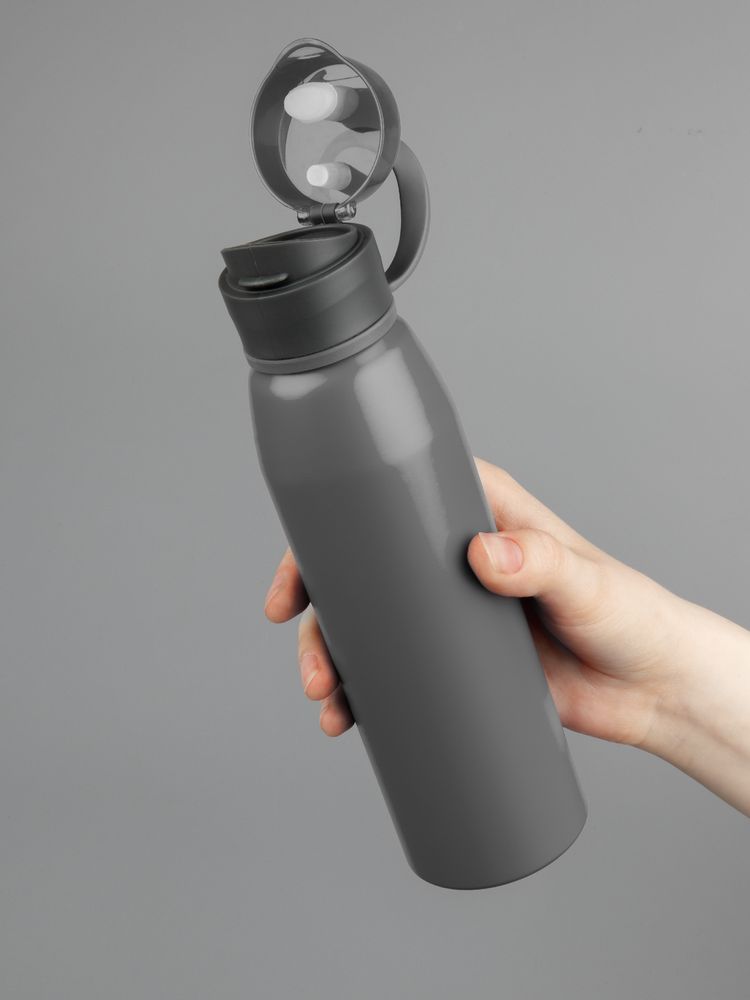 Бутылка для воды Billy Gym, матовая серая-4