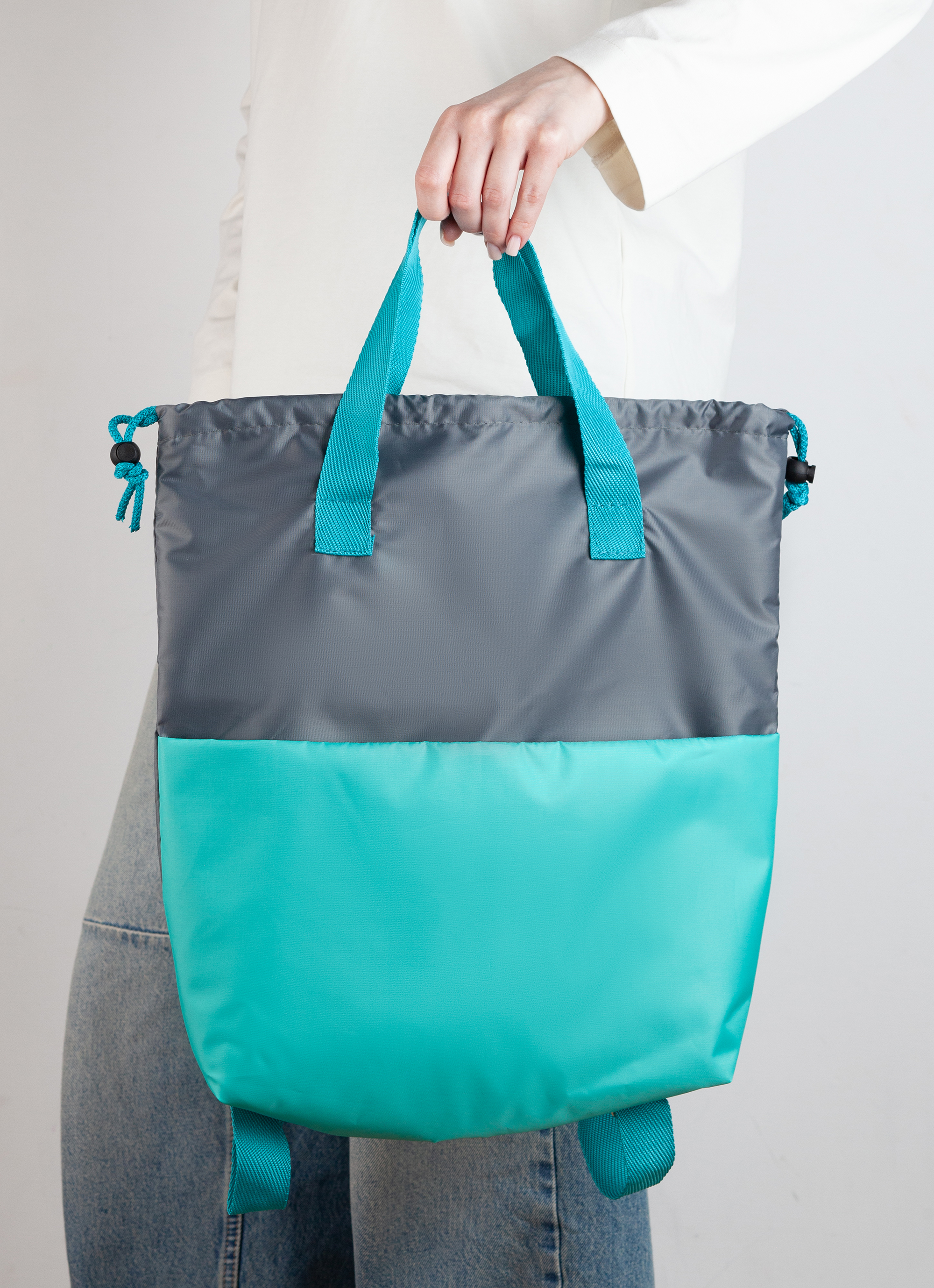 Сумка-рюкзак "Carry", серый с бирюзовым-1