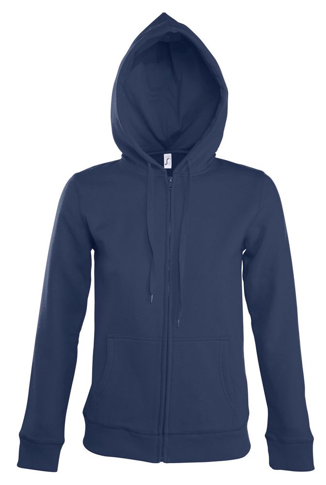 Толстовка женская на молнии с капюшоном Seven Women, темно-синяя-1