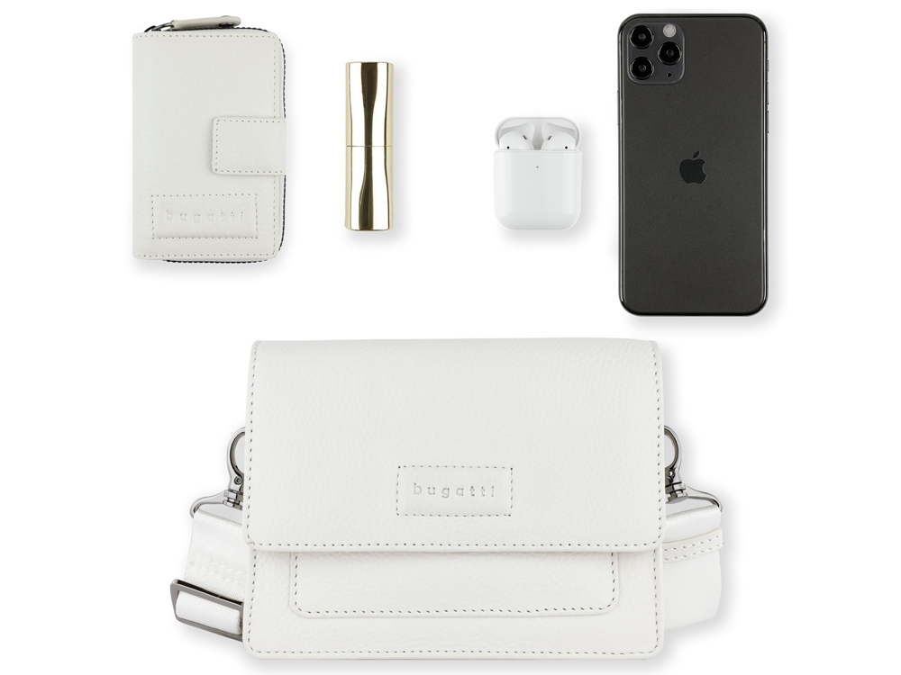 Сумка через плечо женская BUGATTI Elsa, белая, воловья кожа/полиэстер, 18,5х8,5х14,5 см-10