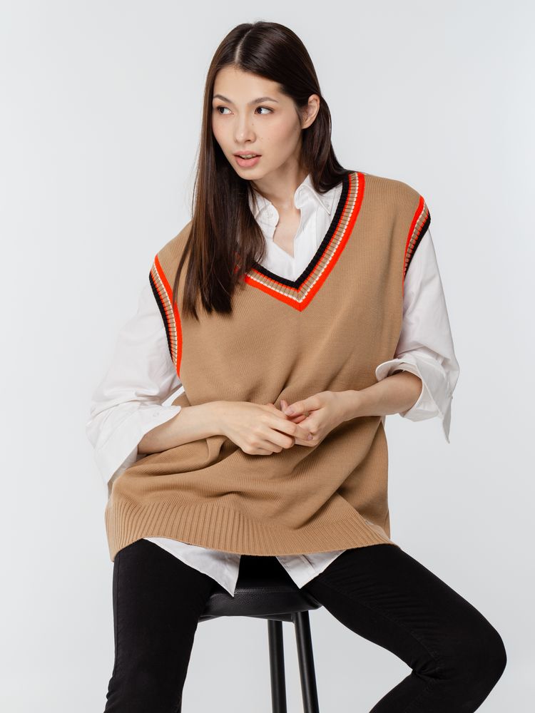 Жилет оверсайз унисекс Cornell в сумке, бежевый-7