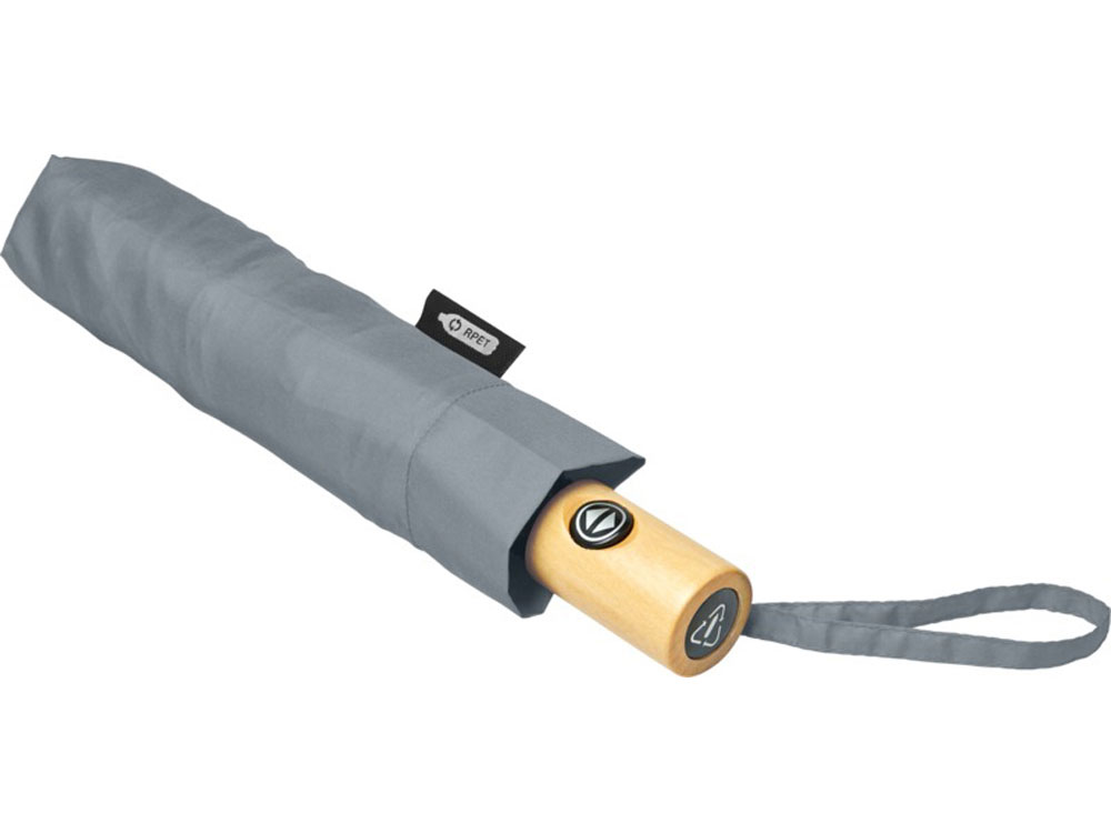 21-дюймовый зонт автомат Bo из переработанного ПЭТ-пластика, серый-2