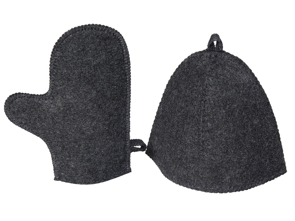 Банный набор из шапки и рукавицы Renew, серый-0