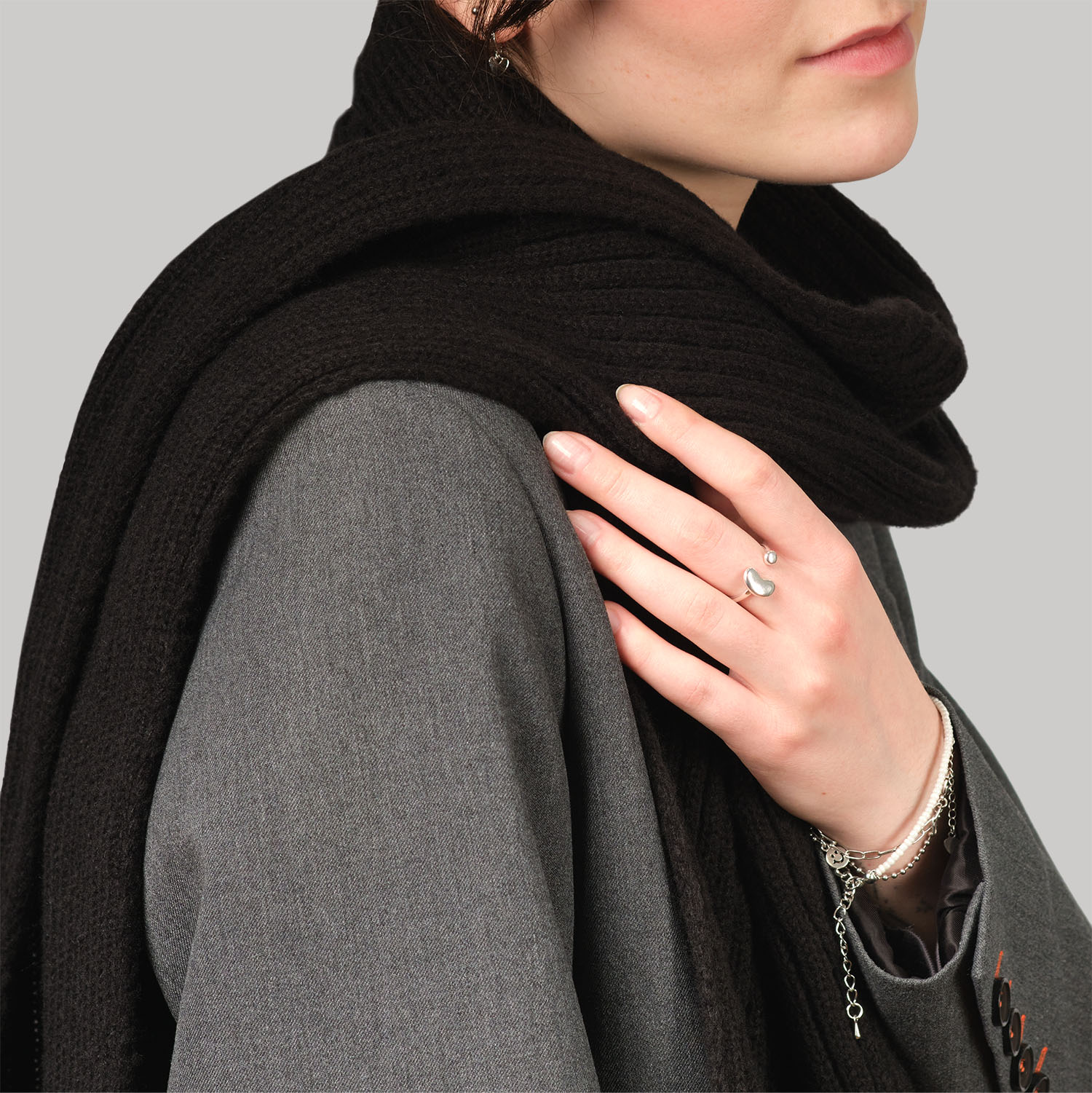 Шарф Форгес (Forges) вязаный, черный-4