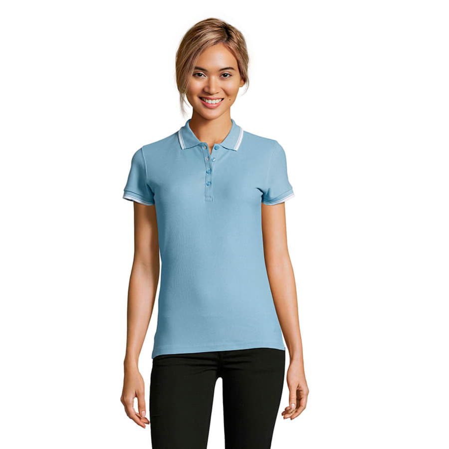 Поло женское PRACTICE WOMEN 270, голубой, белый-1