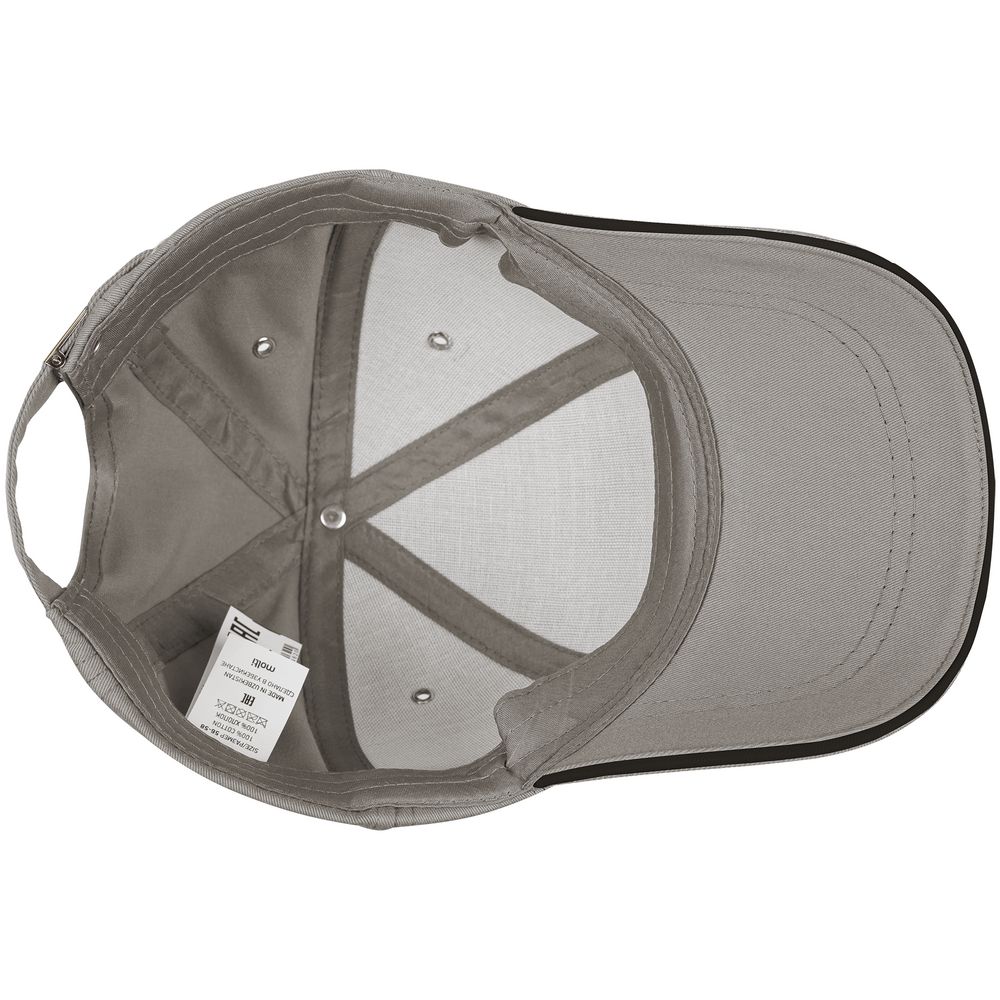 Бейсболка Canopy, серая с черным кантом-2