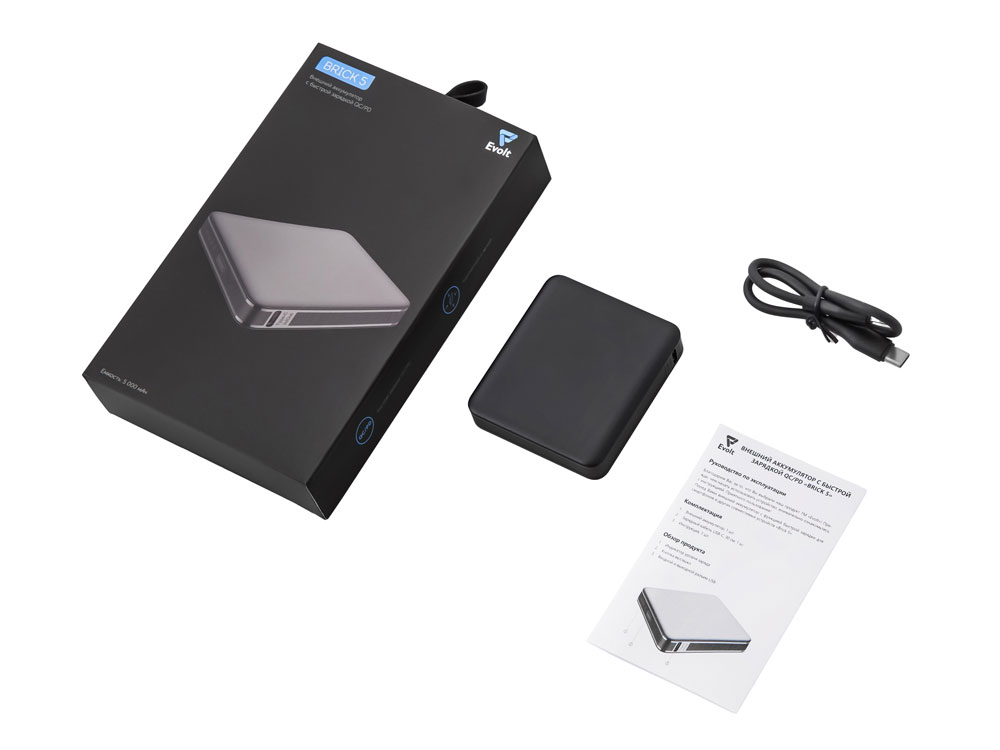 Внешний аккумулятор Brick 5 с быстрой зарядкой PD, 5000 мАч, черный-6