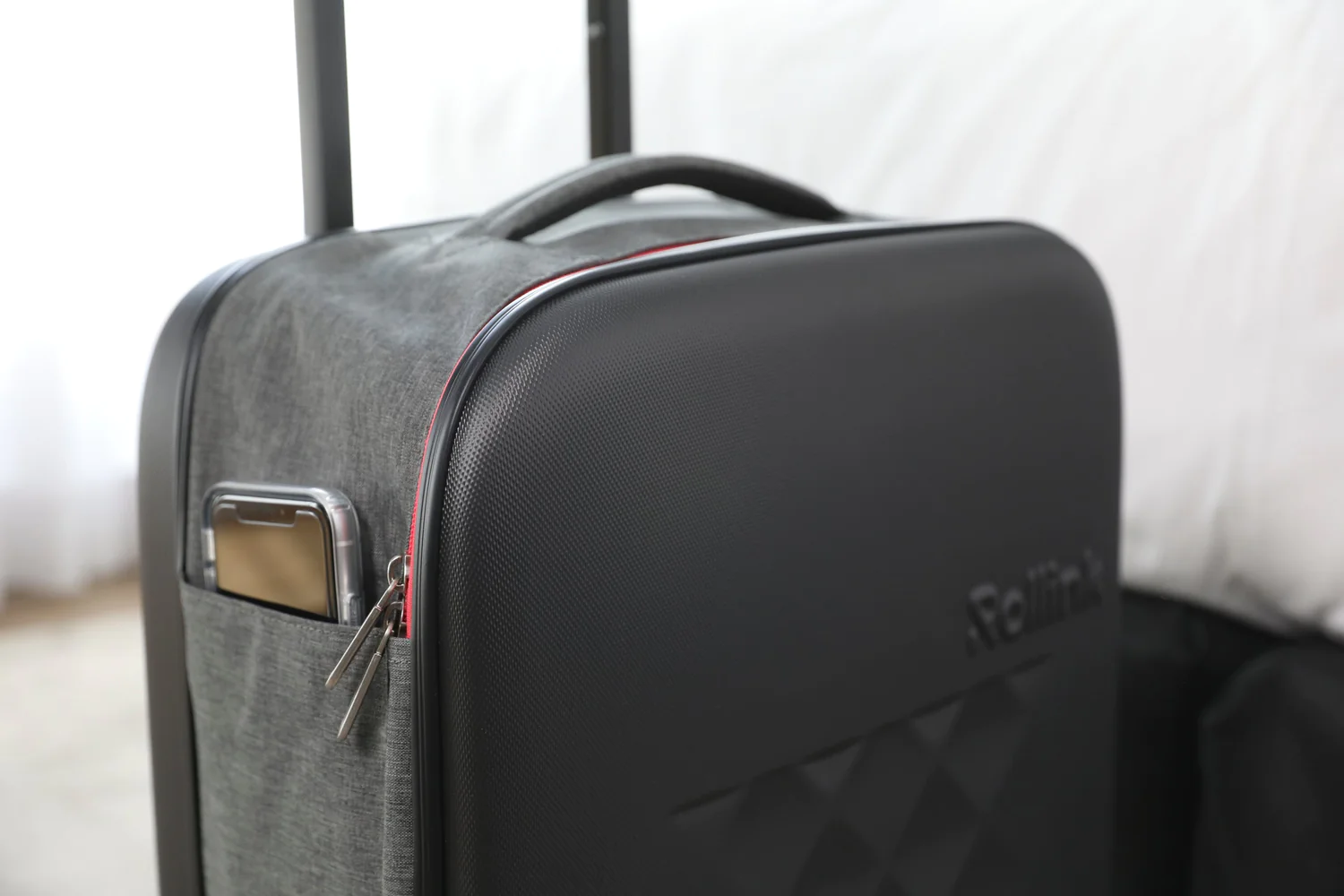 Чемодан складной Rollink Earth 55x40x20 см, 2 колеса, черный/синий-10