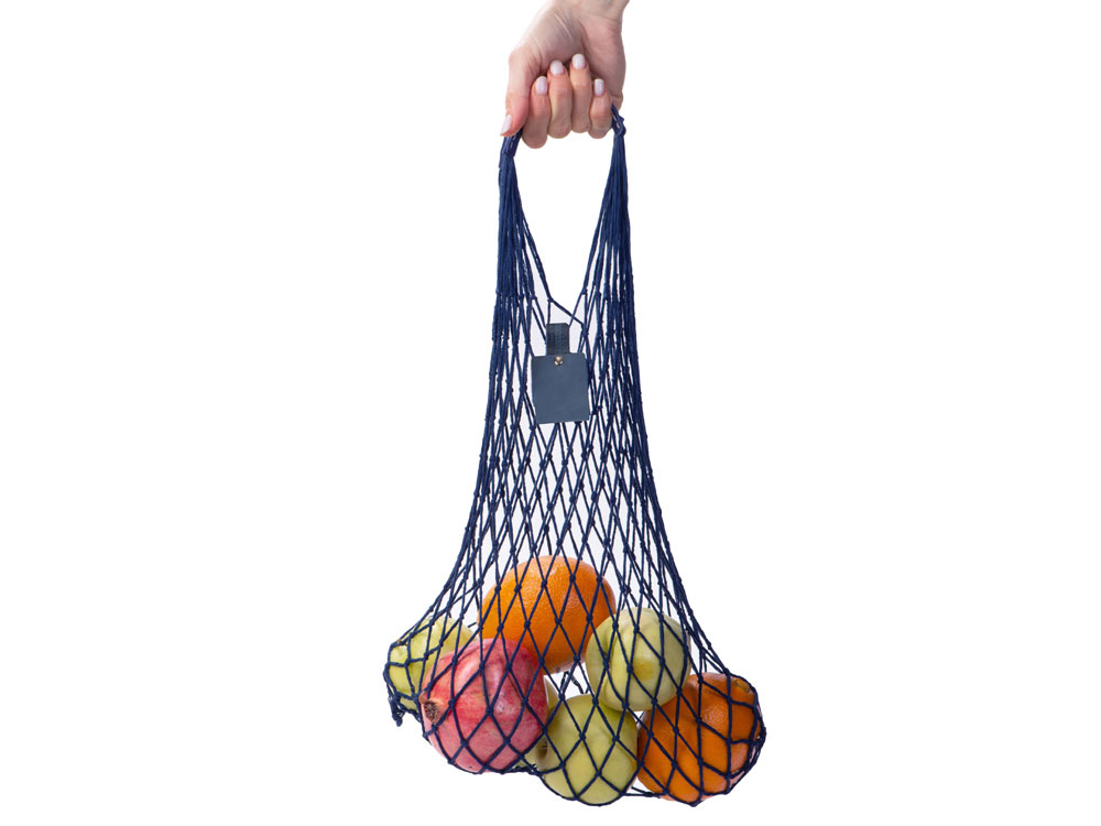 Авоська Dream М old style 15 литров с кожаными ручками, синий (12)-3