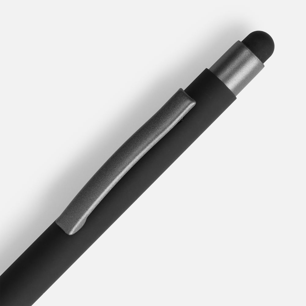 Ручка шариковая Atento Soft Touch Stylus со стилусом, черная-1