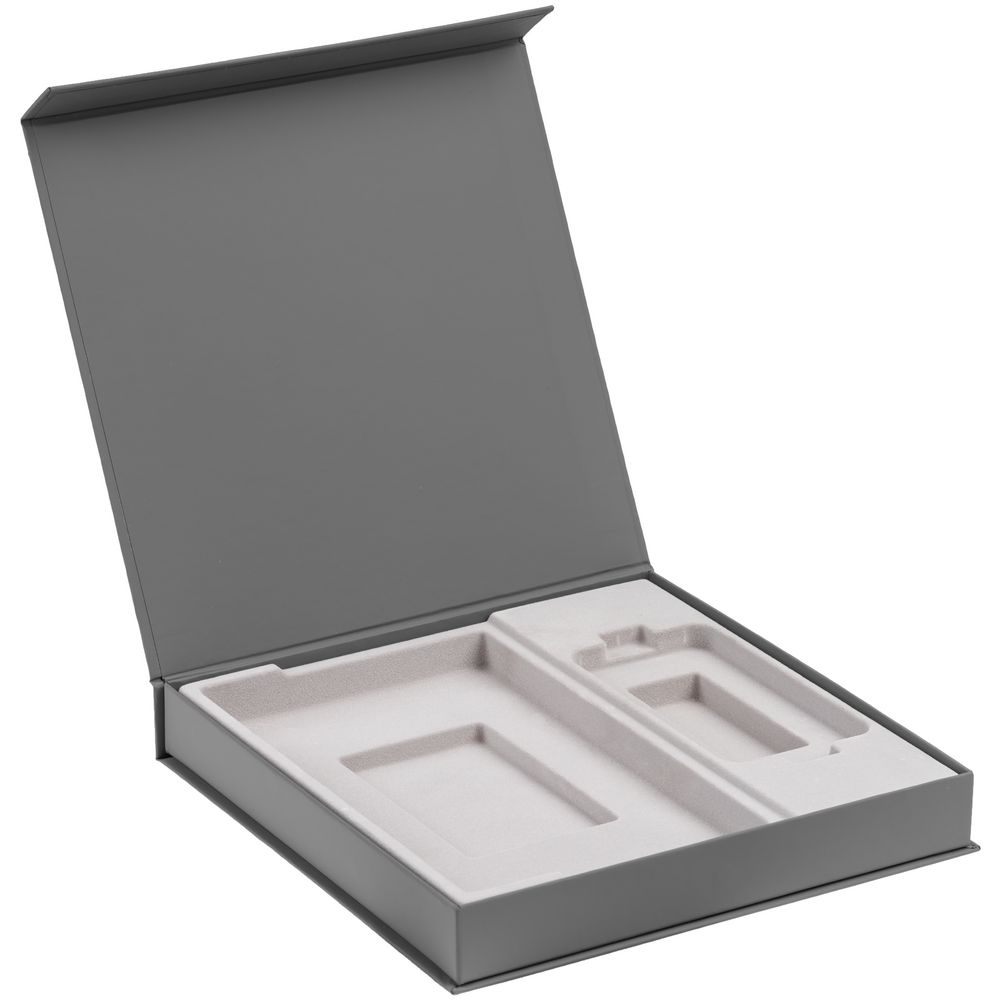 Коробка Modum с ложементом под ежедневник 13х21 см и аккумулятор, серая-1