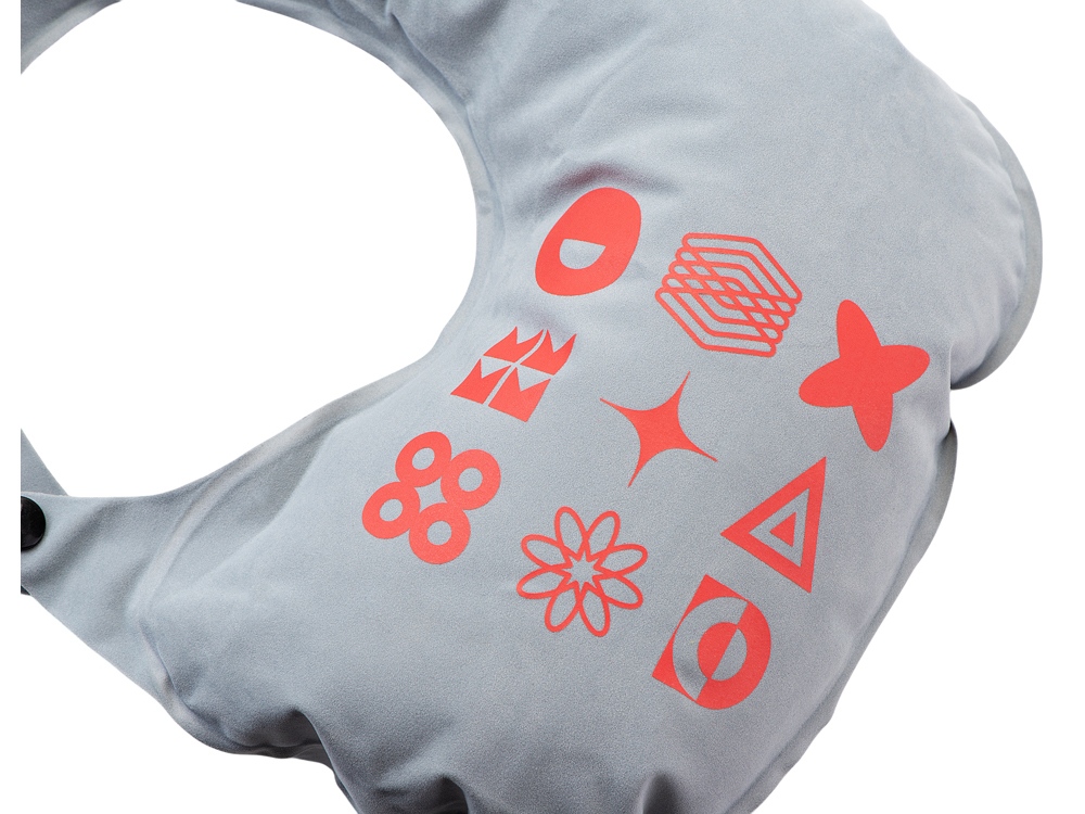 Подушка под шею с помпой Push, серый (термотрансфер)-1