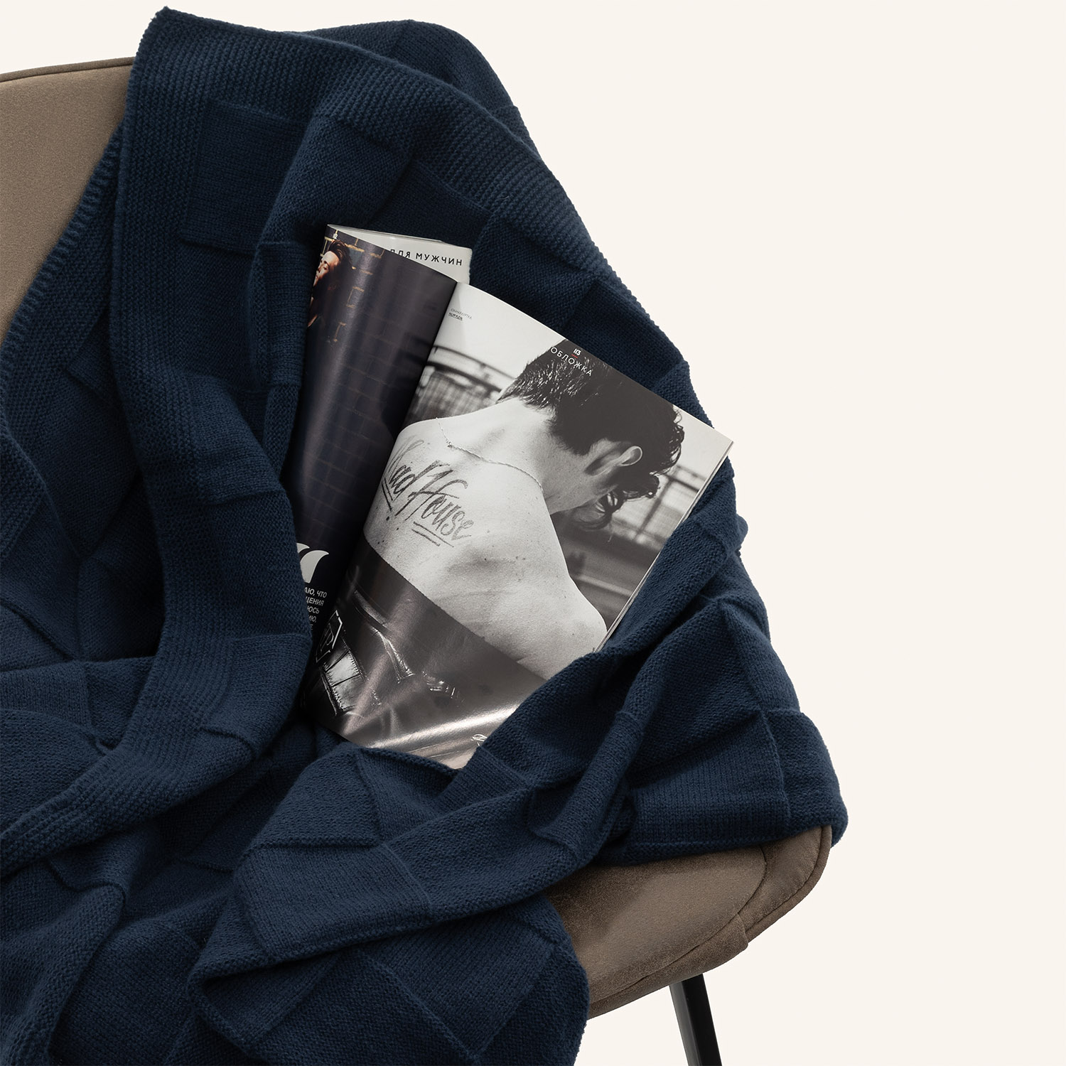 Плед Cella Soft вязаный, 160*90 см, синий-6