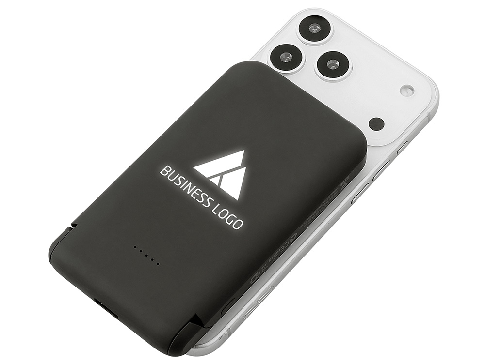 Беспроводной внешний аккумулятор с подсветкой лого и подставкой Magflash, 10000 мАч, 15 Вт, черный-9