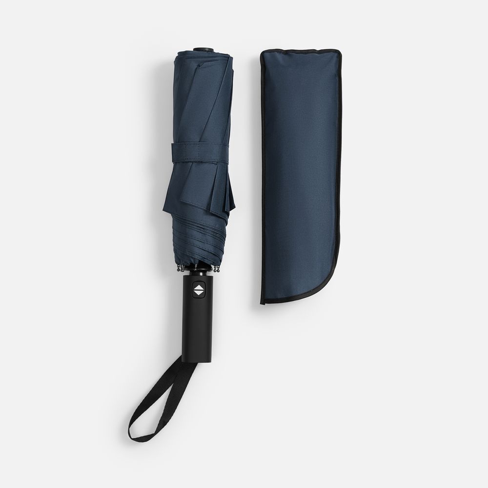 Зонт складной Smooth Move с плавным закрытием, темно-синий-3