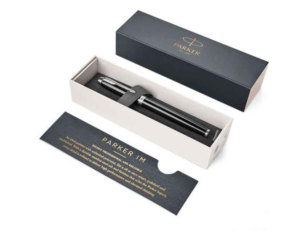 Ручка роллер Parker IM Core Black CT, черный/серебристый-4