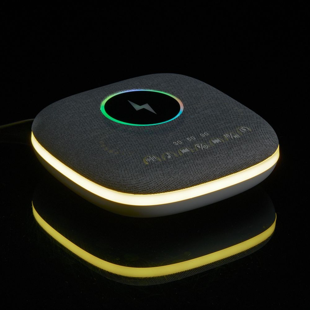 Bluetooth-колонка с беспроводной зарядкой и подсветкой Terrafonic, серая-6