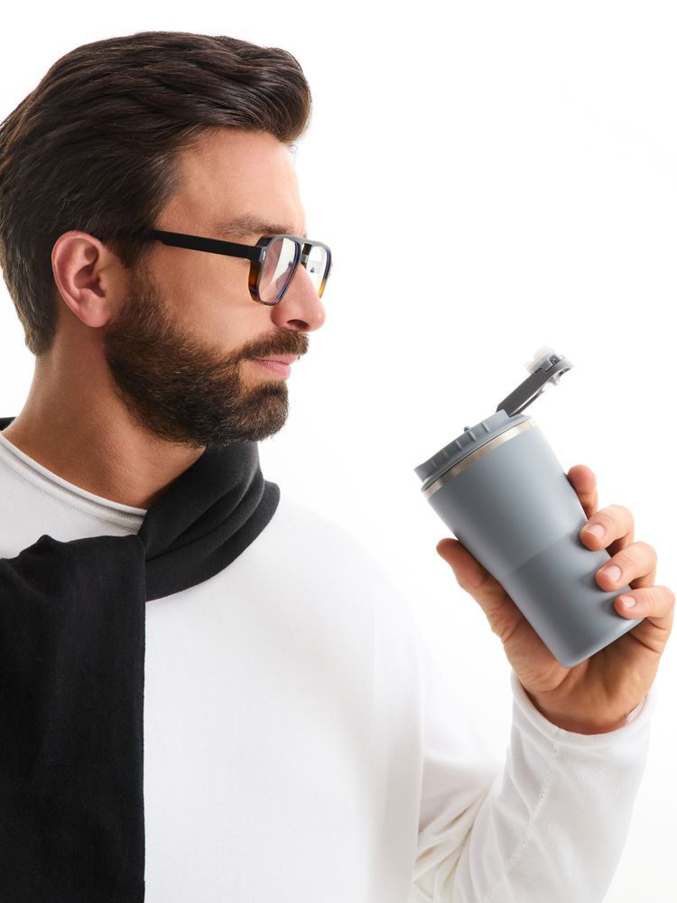 Термостакан Sapporo без логотипа, серый-5