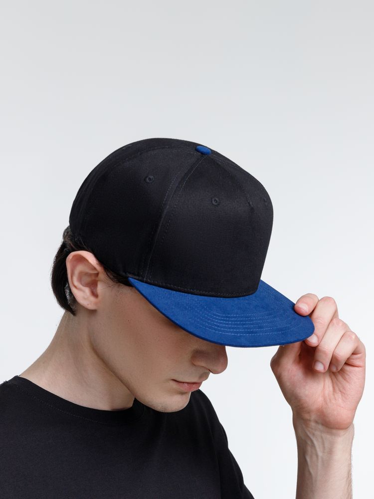 Бейсболка Foreside с прямым козырьком, черная с синим-5