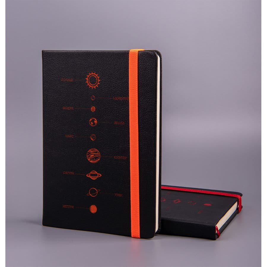 Ежедневник недатированный Ray, формат А5, в клетку, черный, красный-1