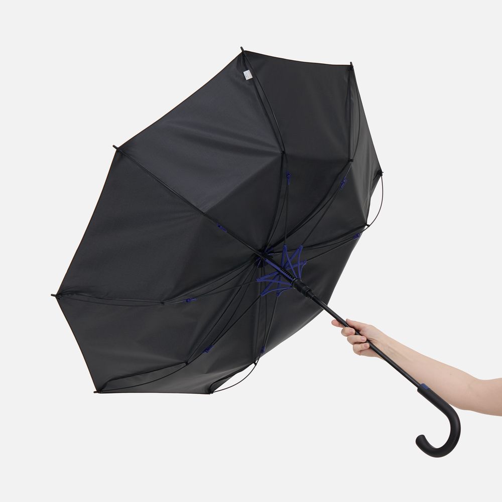 Зонт-трость Hidecolor с цветными спицами, черный с синим-3