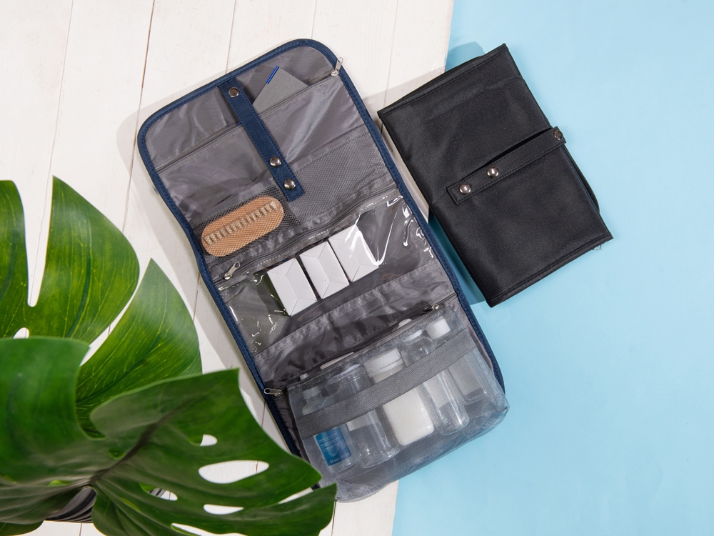 Несессер для путешествий со съемной косметичкой Flat, темно-синий-7