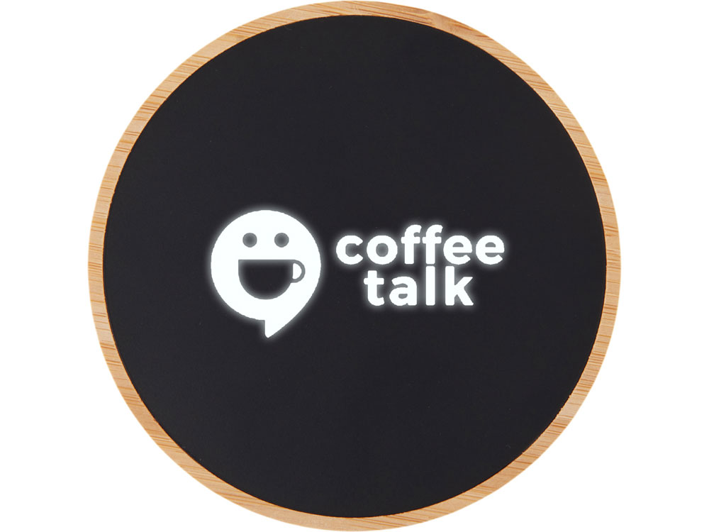 Беспроводное зарядное устройство с подсветкой лого Reedia S3, 15 Вт, бамбук, черный-0