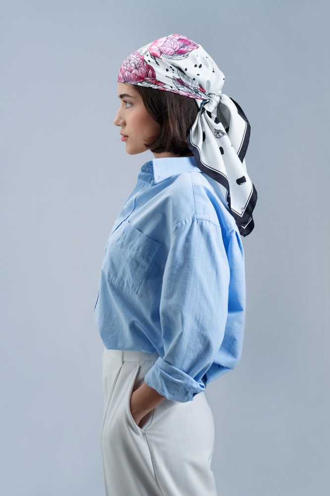 Платок шелковый Delicate, пионы-6