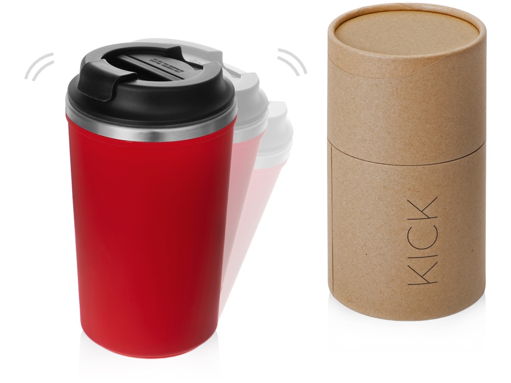 Герметичная термокружка на присоске Kick, 350 мл, красный-0