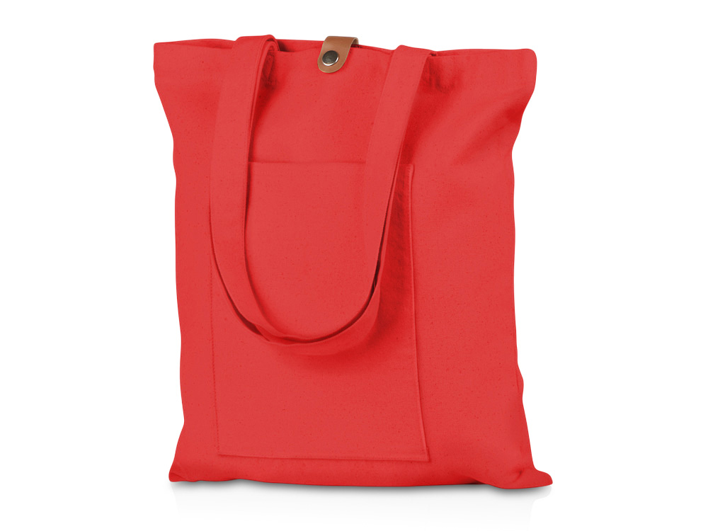 Сумка Clip из хлопка 340 г/м2 с застежкой из экокожи, красный-0