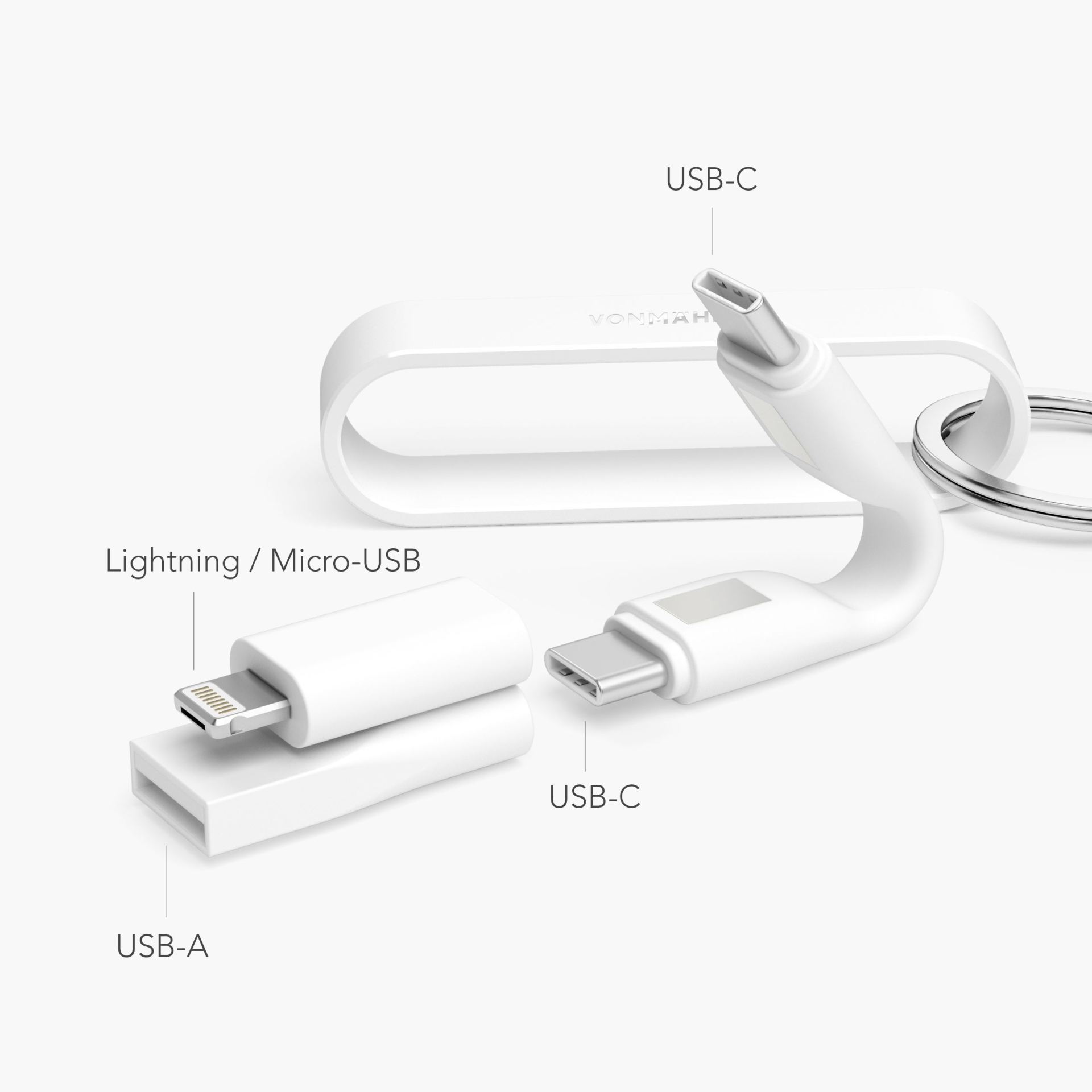 Кабель-брелок High Six Lite 6 в 1, белый-1