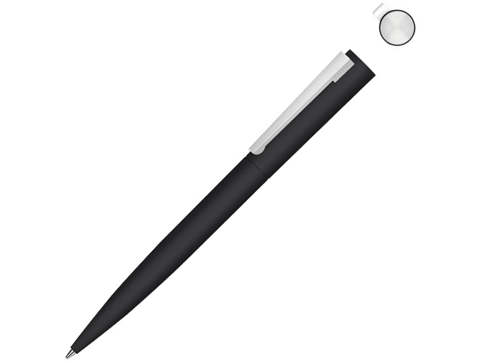 Металлическая шариковая ручка soft touch Brush gum, черный-0