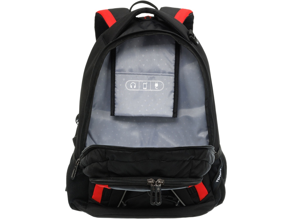 Рюкзак TORBER ROCKIT с отделением для ноутбука 15, черный/красный, полиэстер, 33х19х45 см, 28 л-7