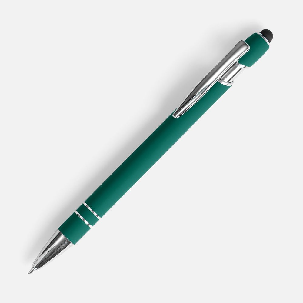 Ручка шариковая Pointer Soft Touch со стилусом, зеленая-2