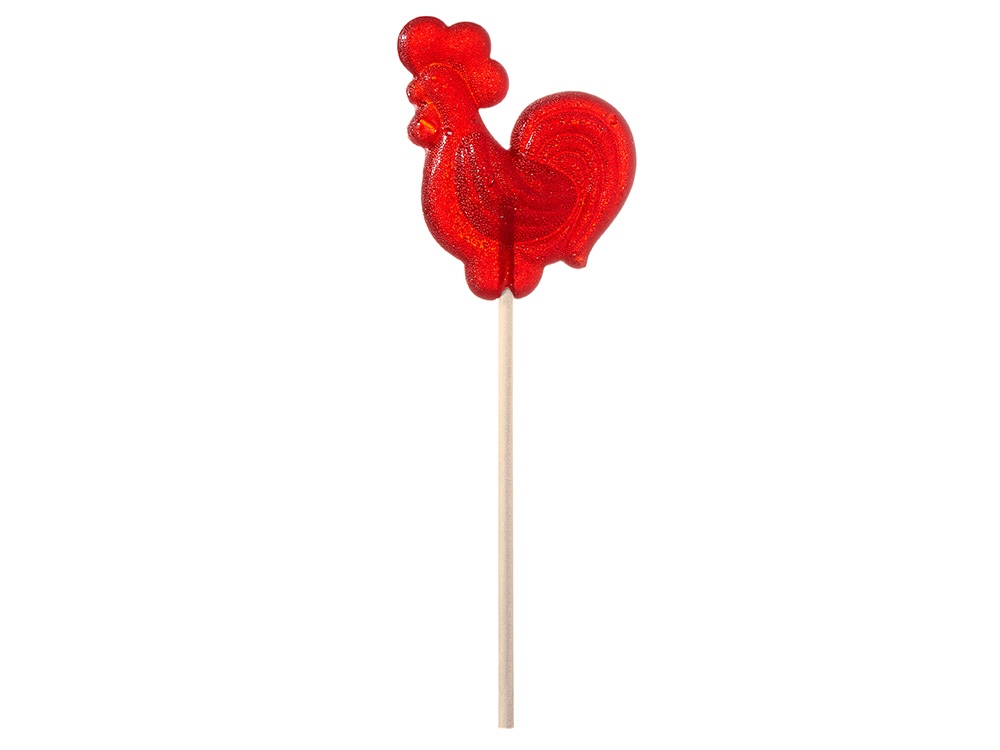 Леденец Петушок, красный со вкусом клубники, 21 гр.-0