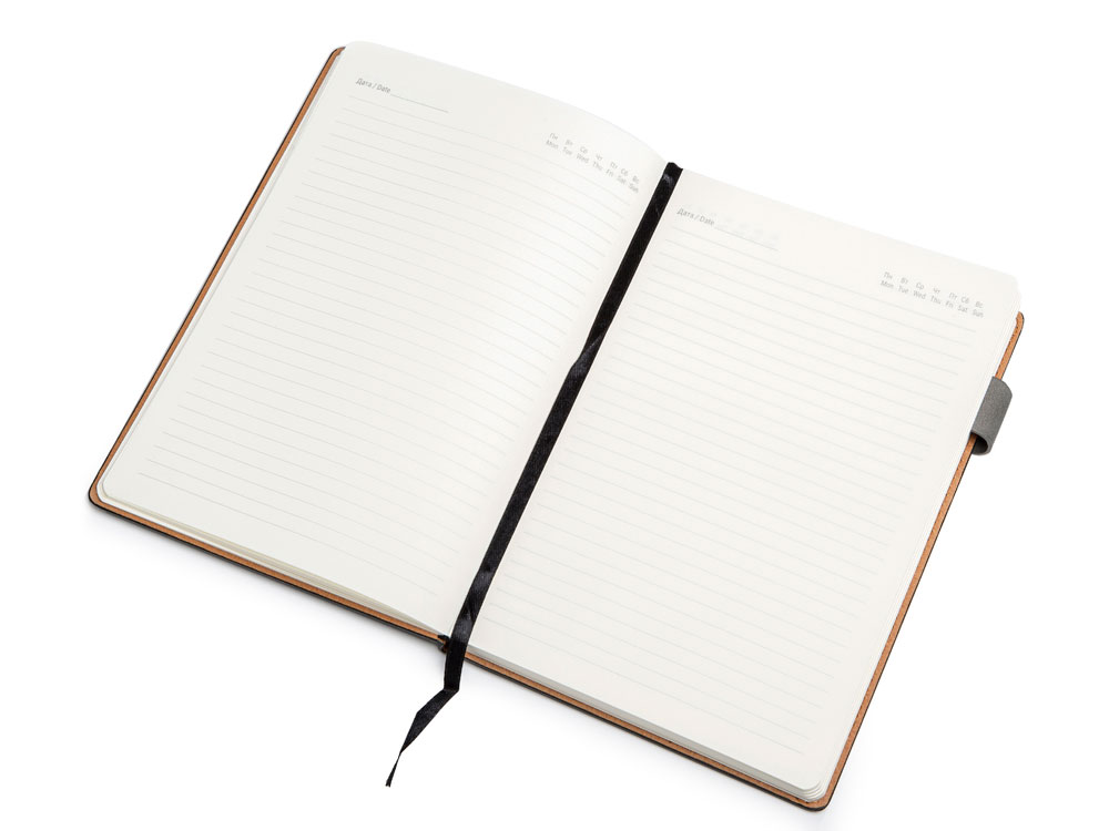 Бизнес блокнот А5 Freya с клапаном и карманом для визиток, твердая обложка, 128 листов, черный и свет-5