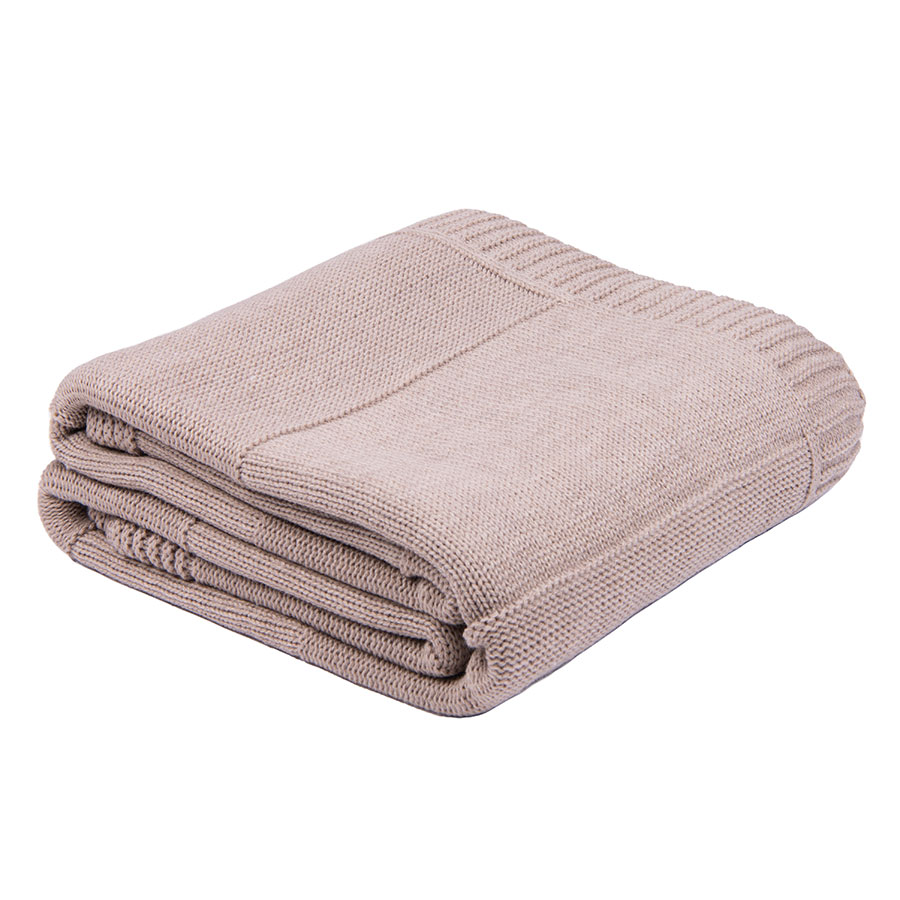 Плед ELSKER MIDI, бежево-серый, шерсть 30%, акрил 70%, 150*200 см, серый, бежевый-0