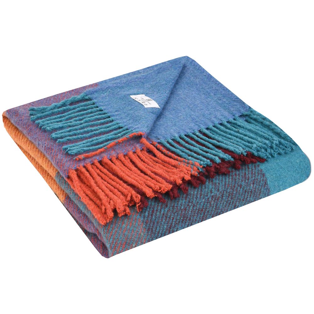 Плед Mumbai, голубой с оранжевым-1