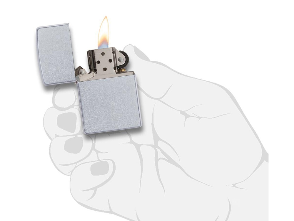 Зажигалка ZIPPO Classic с покрытием Satin Chrome™, латунь/сталь, серебристая, матовая, 38x13x57 мм-4