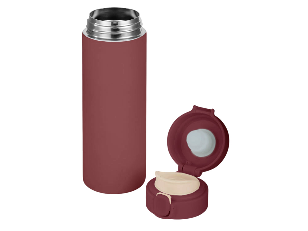 Вакуумная термокружка Waterline c кнопкой Guard, 400 мл, тубус, бургунди-1