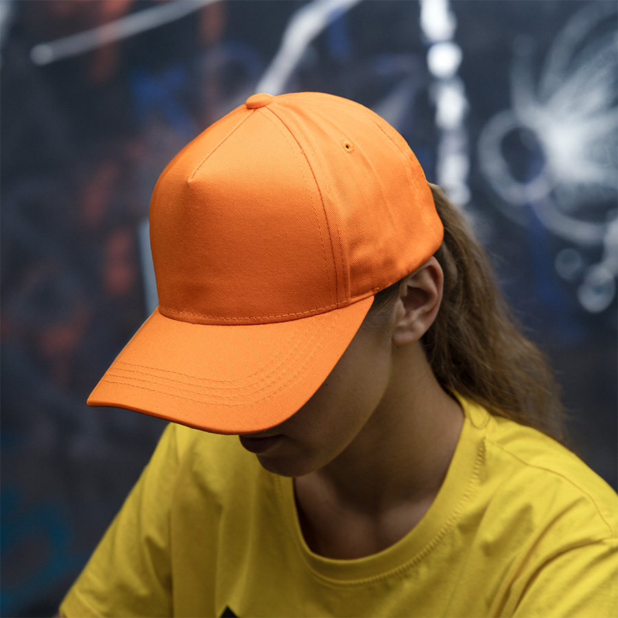 Бейсболка VALLEY, 5 клиньев, металлическая застежка, оранжевый-2
