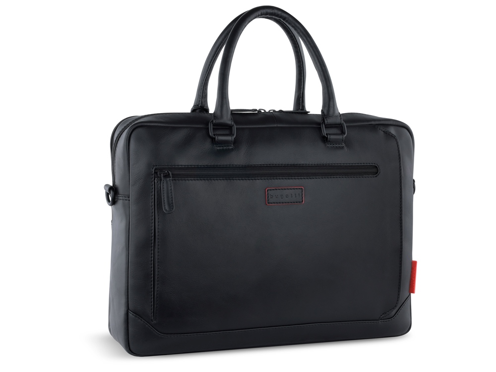 Портфель мужской BUGATTI Clark, чёрный, воловья кожа/полиэстер, 40х9,5х29 см, 10 л-0