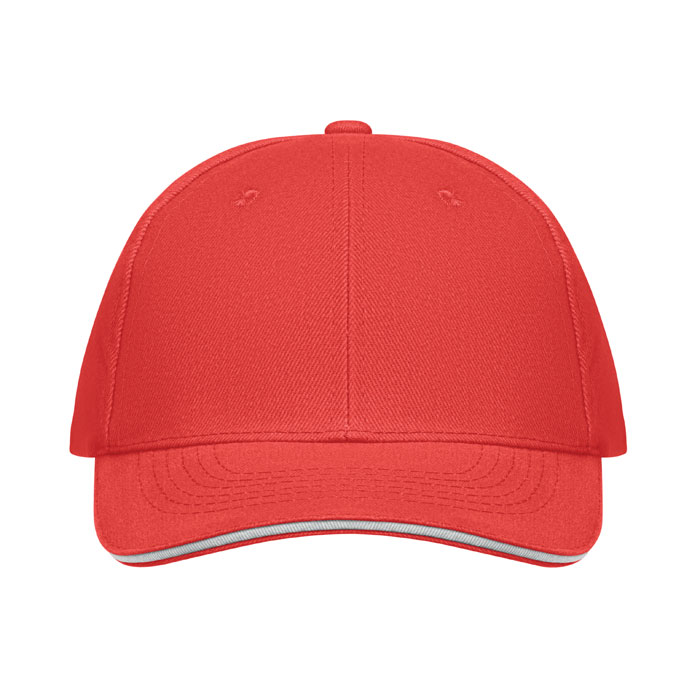 6 panel baseball cap, красно-белый-5