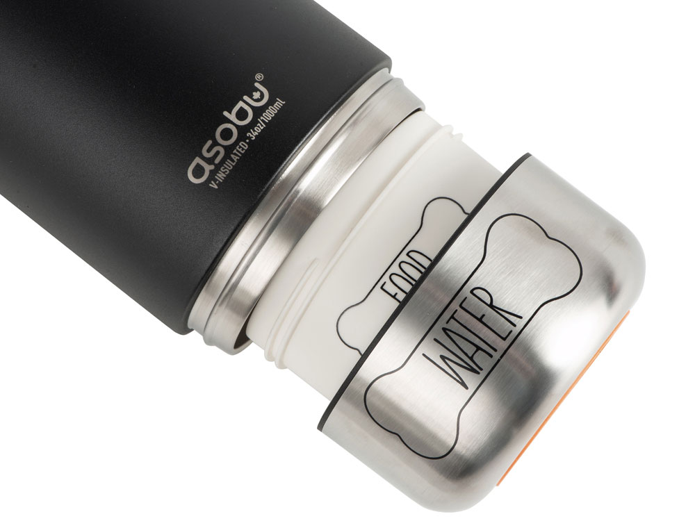 Вакуумный термос Buddy 3-в-1 со съемными мисками для питомцев, 1000 мл, черный-5