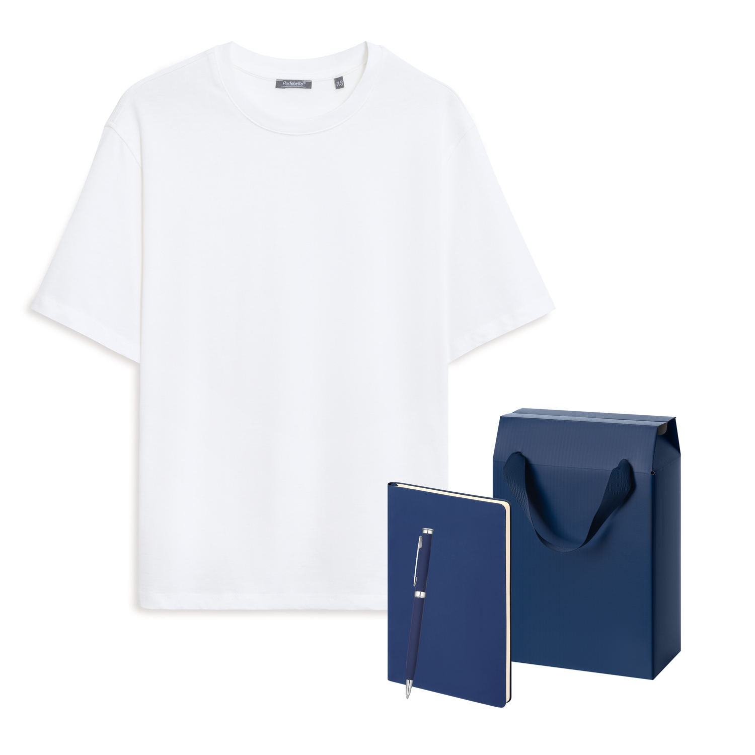 Набор с одеждой RUST  (футболка, ежедневник, ручка), белый/синий, XL/2XL-0