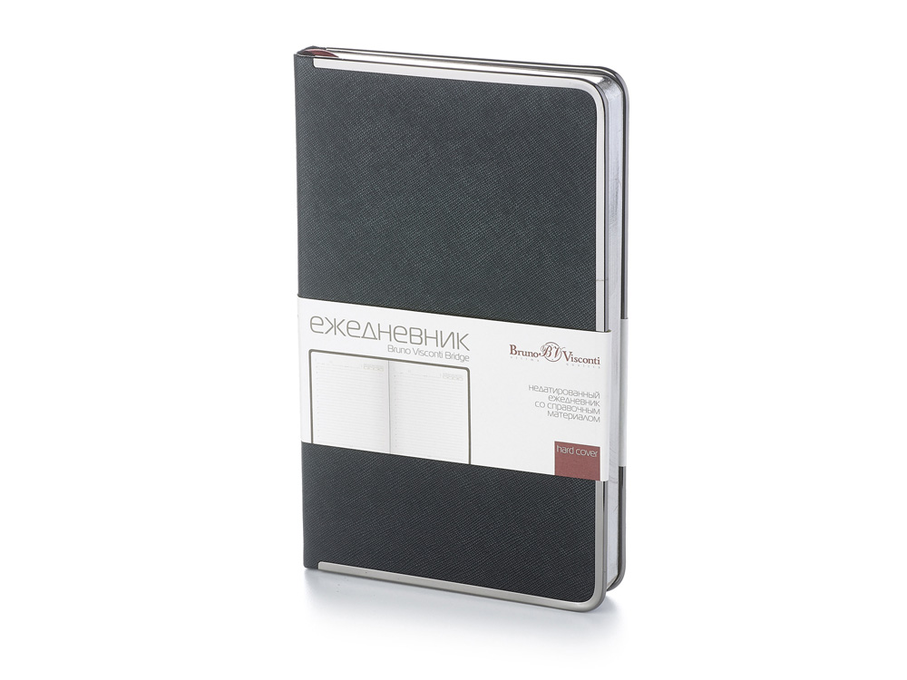 Ежедневник А5 недатированный Bridge, черный/серебристый-0