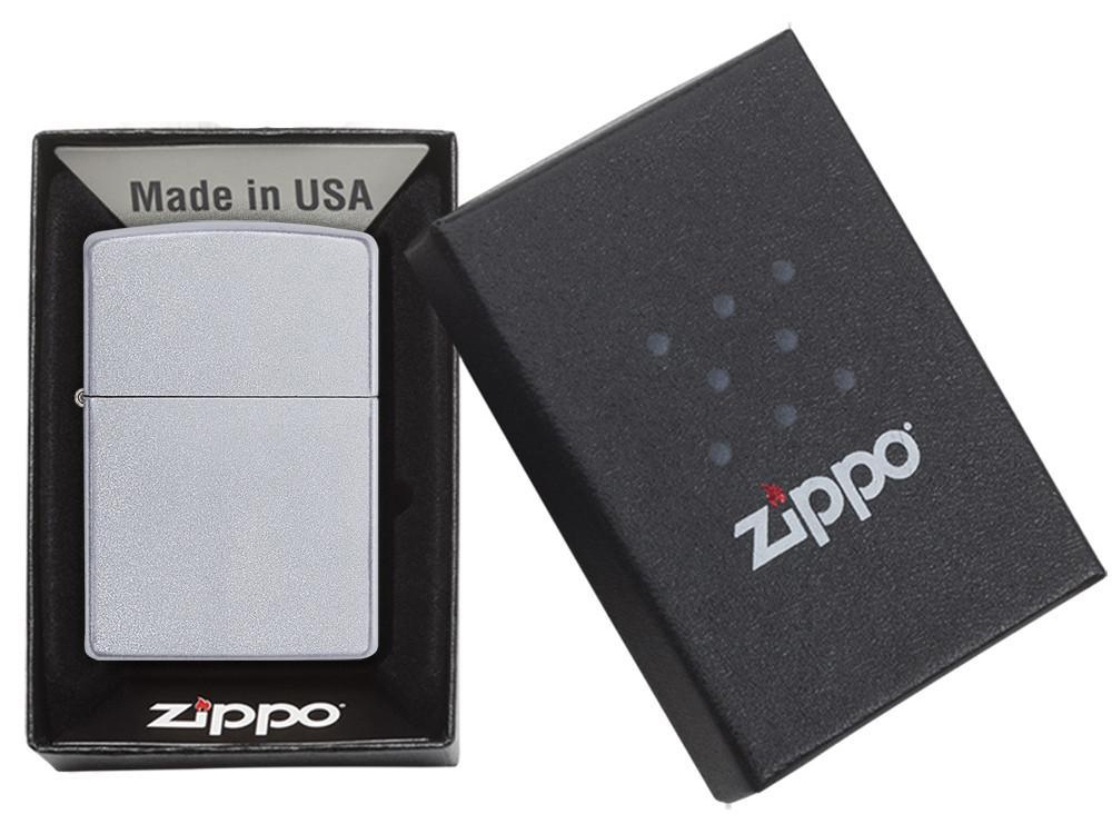 Зажигалка ZIPPO Classic с покрытием Satin Chrome™, латунь/сталь, серебристая, матовая, 38x13x57 мм-5
