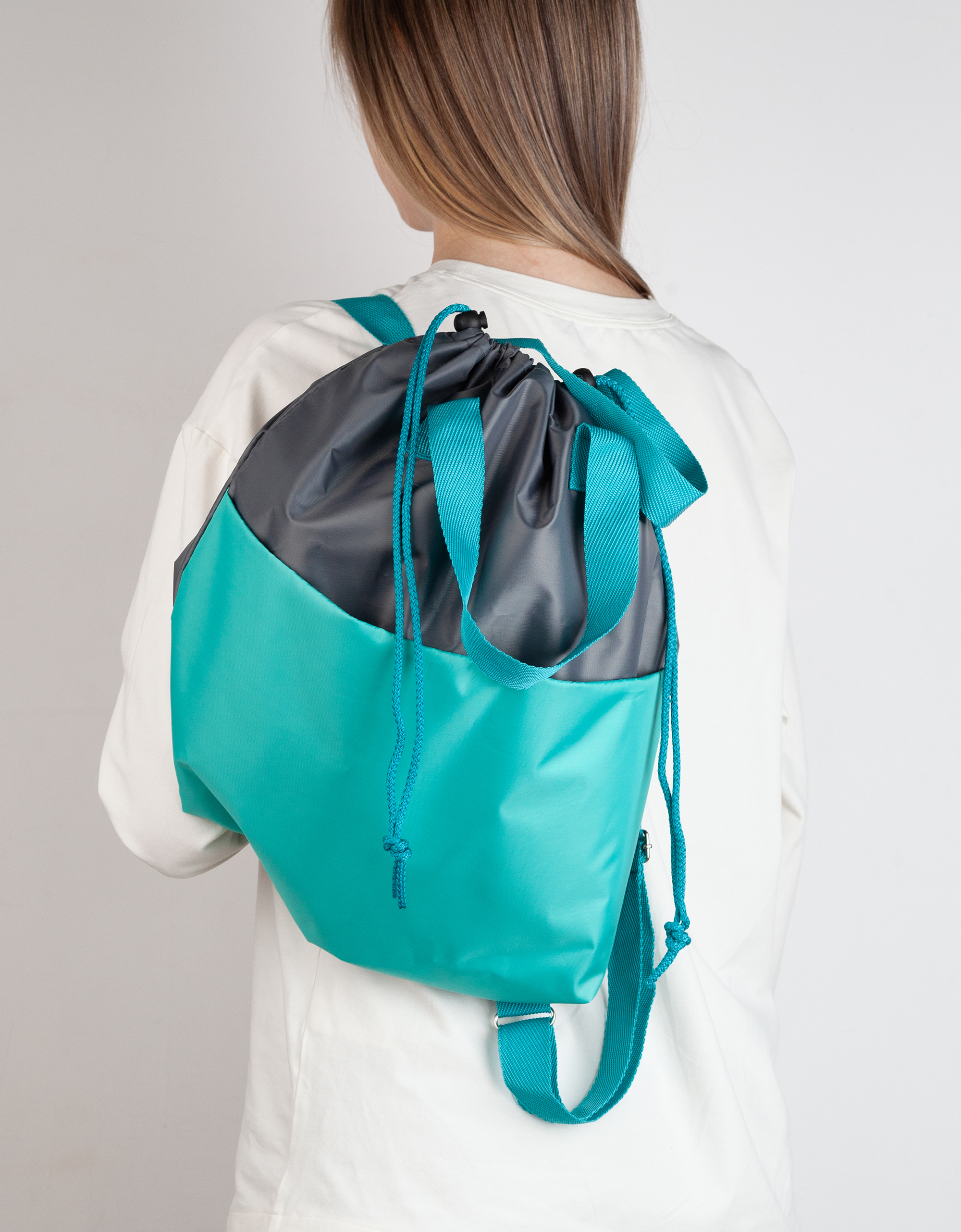 Сумка-рюкзак "Carry", серый с бирюзовым-2