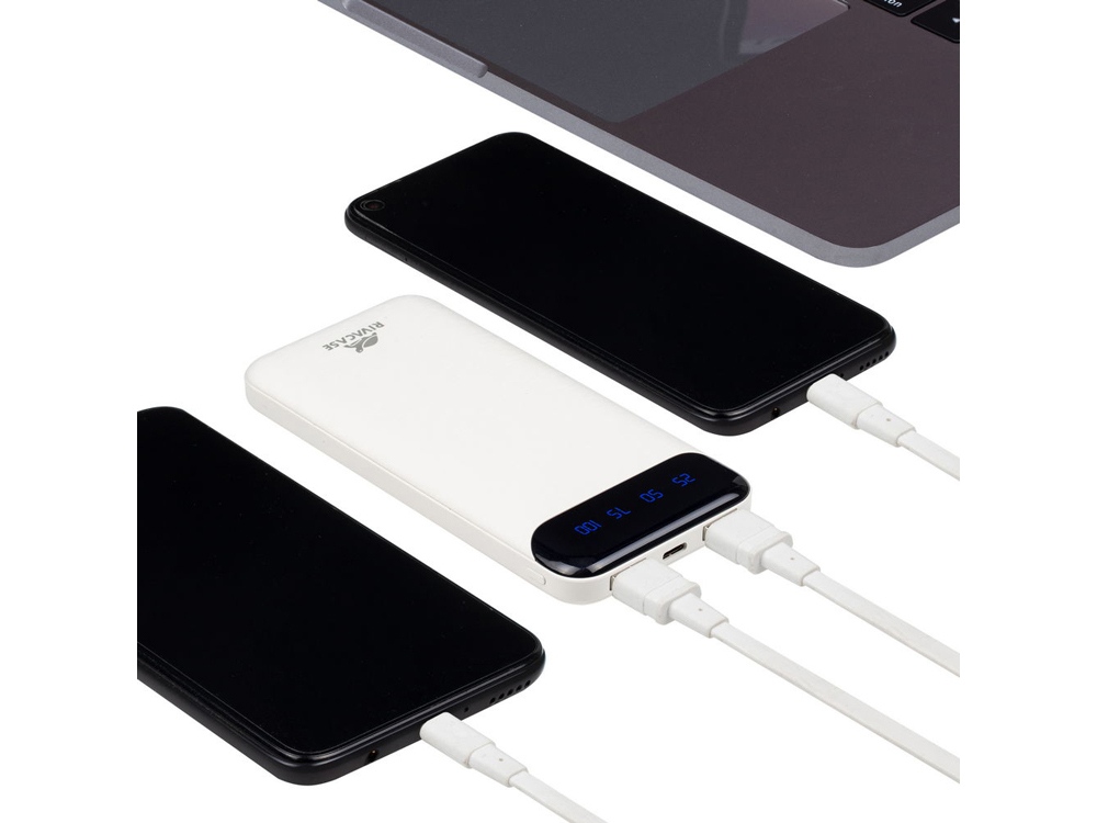 RIVACASE VA2240 (10000mAh) с дисплеем, белый, внешний аккумулятор 12/48-12